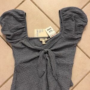 See You Monday Gray/Blue Textured Top